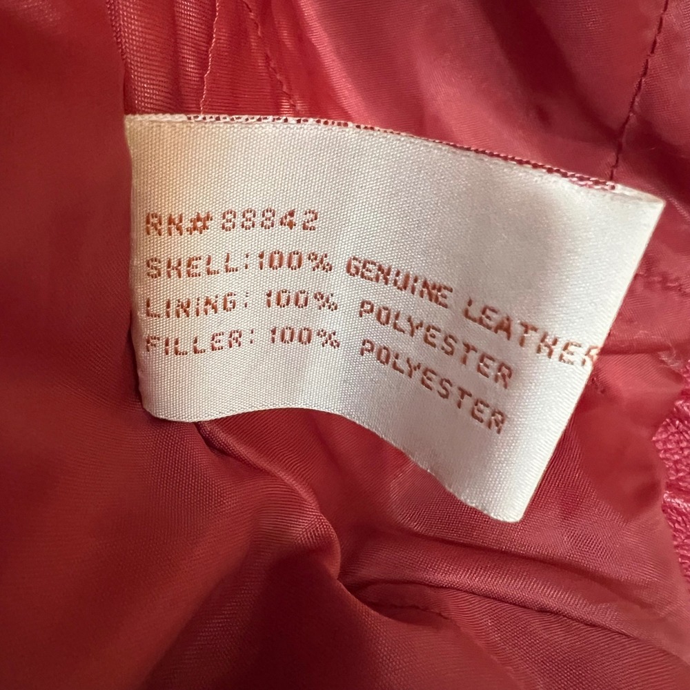 Vintage Venezia Red Leather Zip Up Bomber Jacket Oversized 90s Plus Size 16W - Picture 10 of 13